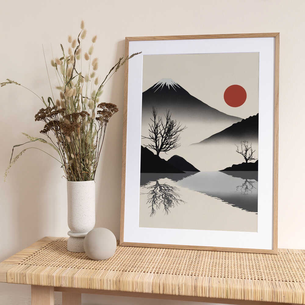 Zen landscape in black - Art Print by Little Dean