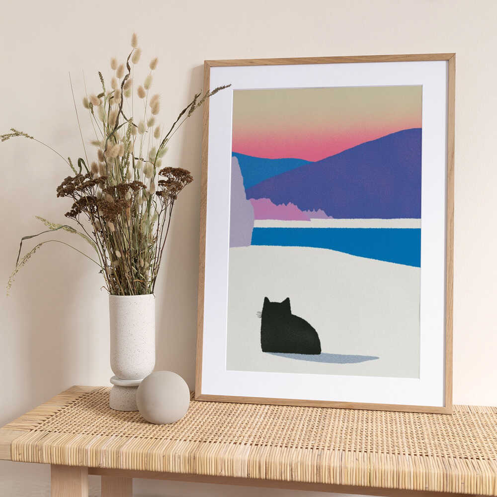 Black fur in white snow - Art Print by Little Dean