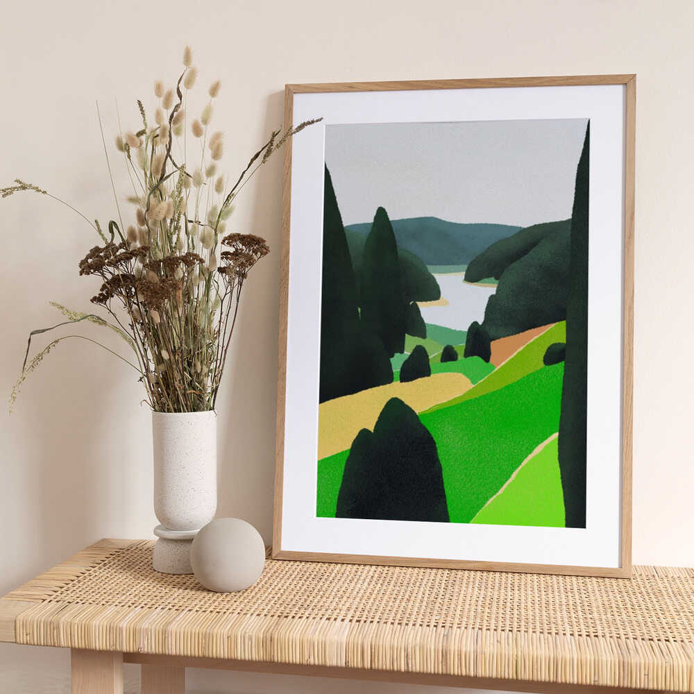 Lake In Further Distance - Art Print by Little Dean