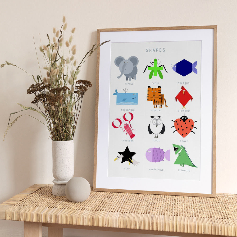 Illustrated Shapes with Fun Characters by Carla Daly - Art Print by Carla Daly