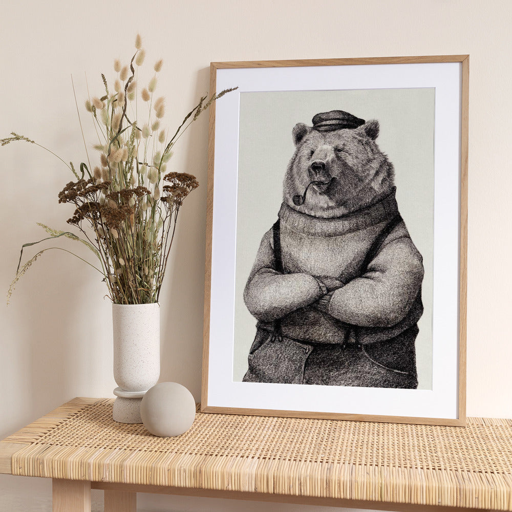 Bear In Vintage Attire - Art Print by Mike Koubou