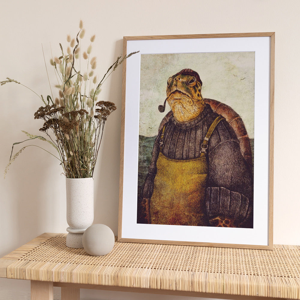 Vintage Stylish Turtle - Art Print by Mike Koubou