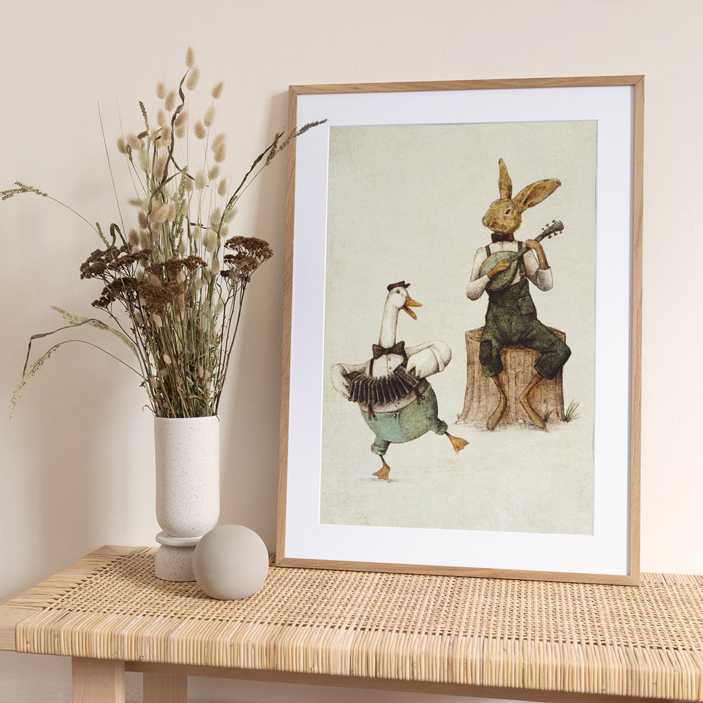 Feathered and Furry Harmony - Art Print by Mike Koubou