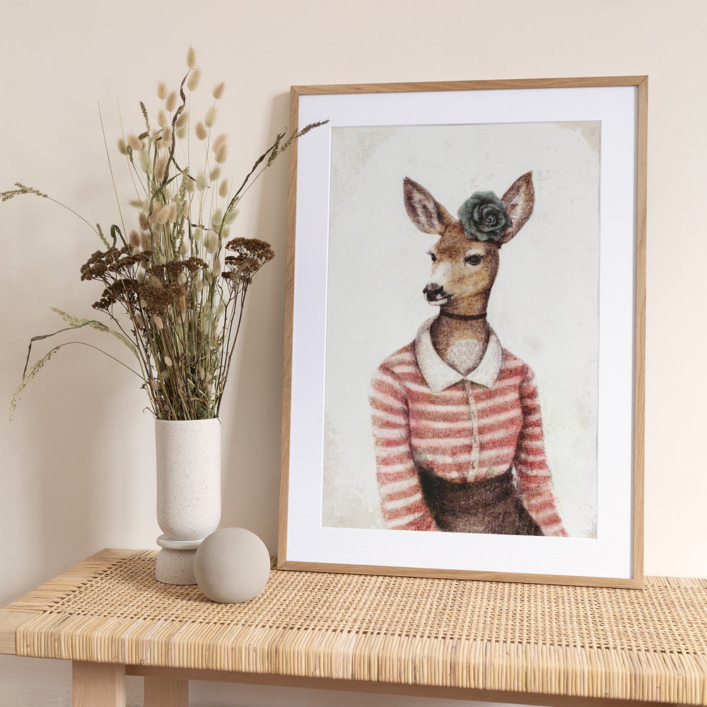 A Deer With A Human Body Shape - Art Print by Mike Koubou