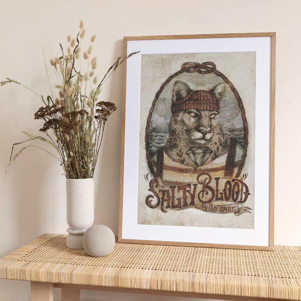 Oceanic Feline - Art Print by Mike Koubou