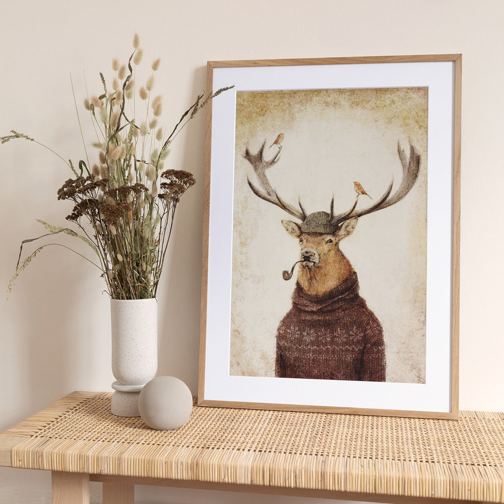 Winter Stag - Art Print by Mike Koubou