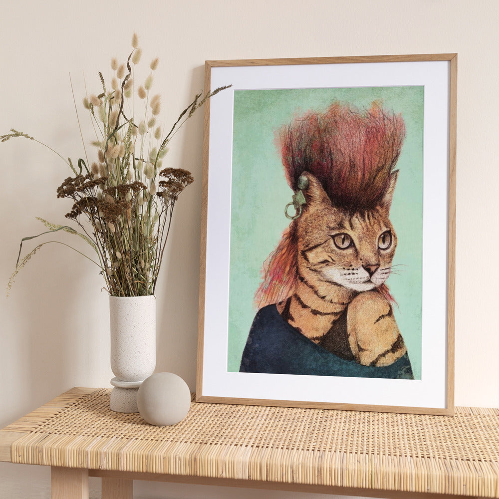Stylish Tabby Cat - Art Print by Mike Koubou