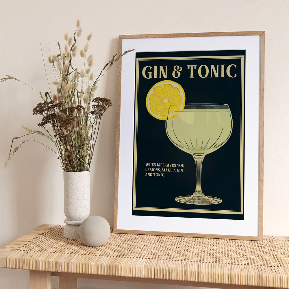 Vintage-style Gin And Tonic Artwork - Art Print by Andreas Magnusson