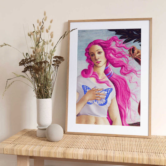 A Figure with Vibrant Pink Hair - Art Print by Athene Fritsch