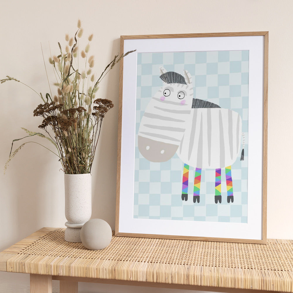 Rainbow Zebra by Children&#039;s Artist Carla Daly - Art Print by Carla Daly