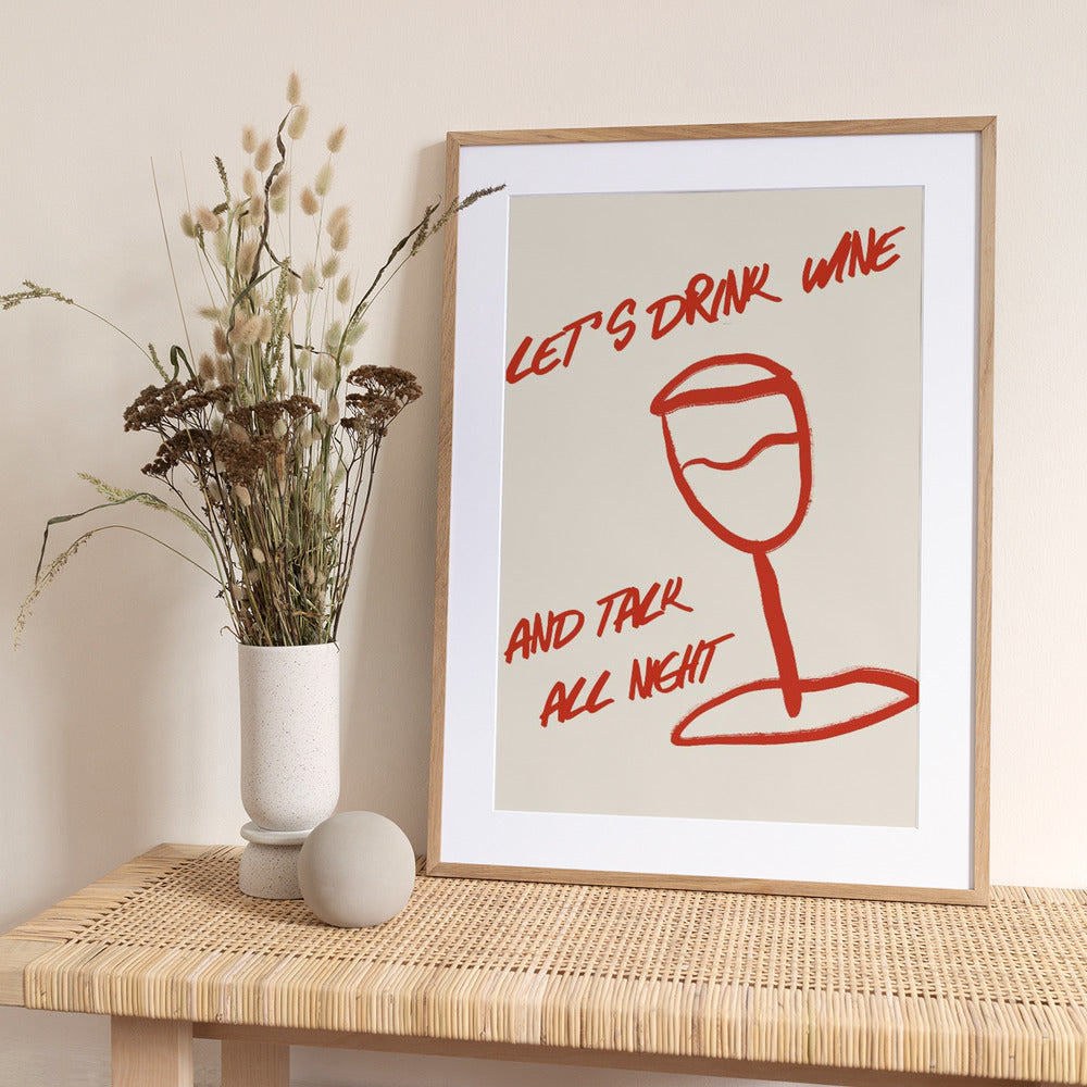 Wine & Words Unwind - Art Print by Treechild