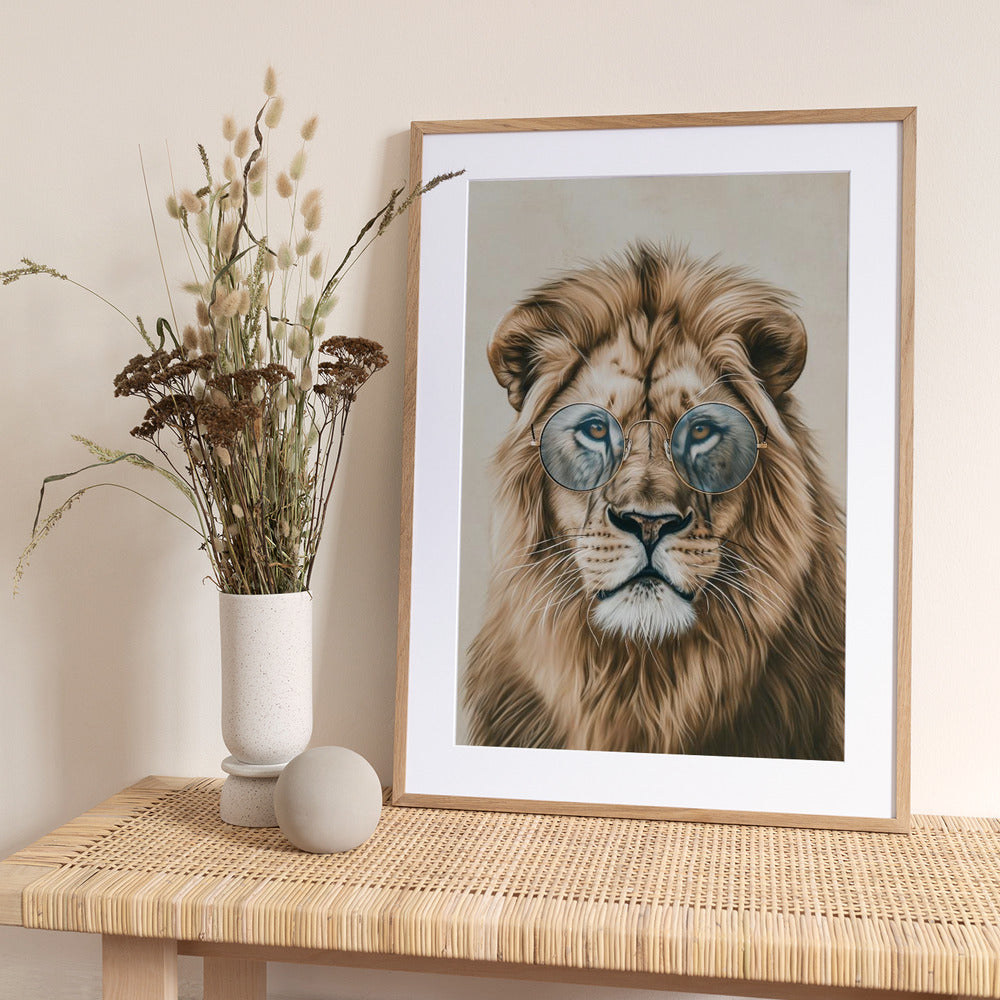 Lion in Glasses - Art Print by SHANDU
