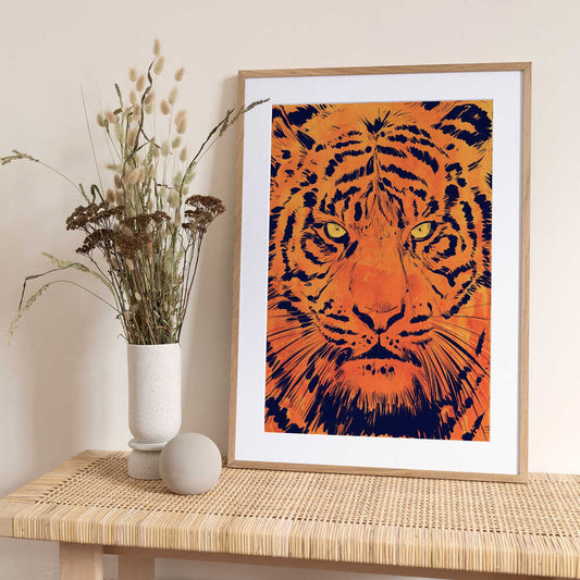 Tiger&#039;s Fiery Gaze - Art Print by Giuseppe Cristiano
