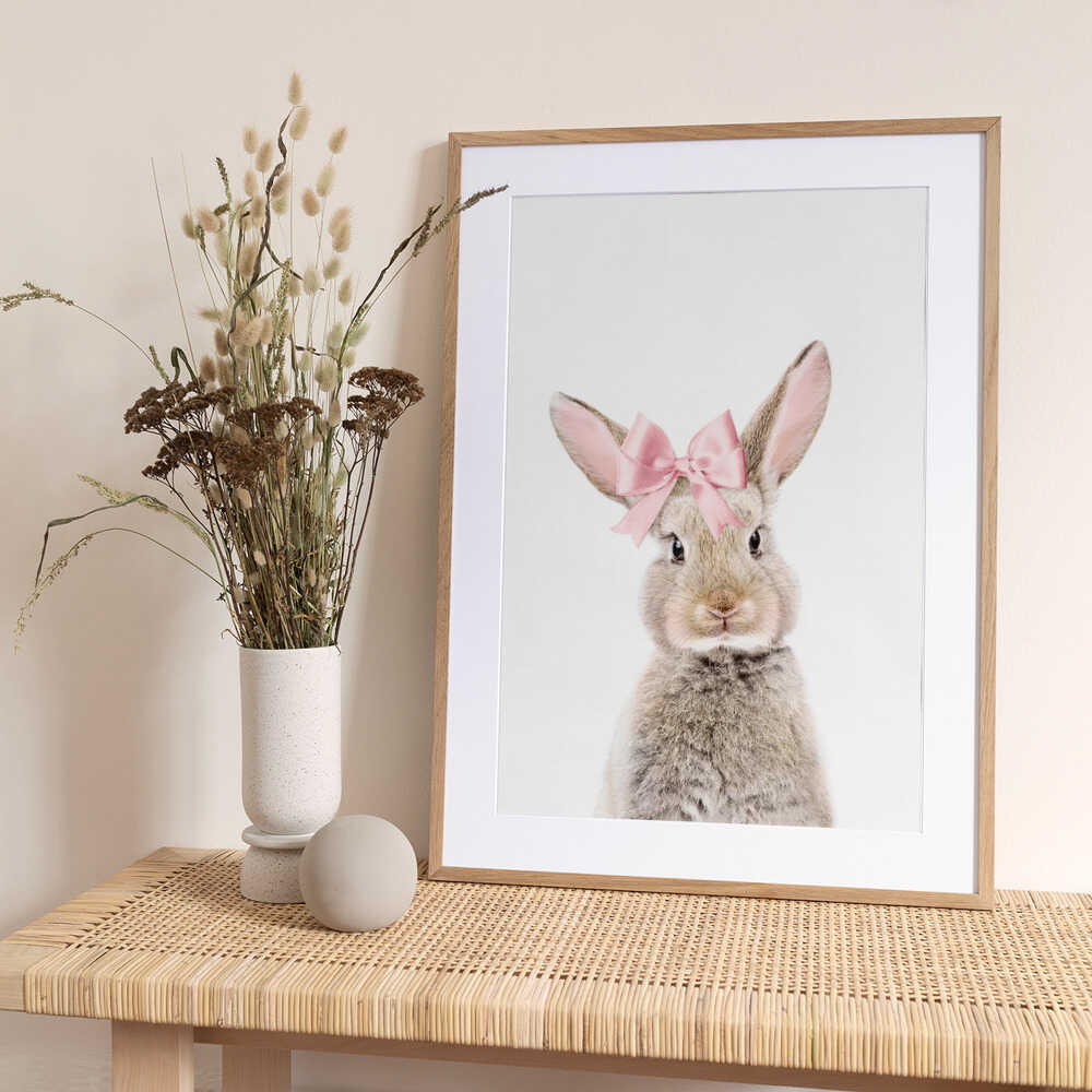 Bunny With a Bow - Art Print by Kathrin Pienaar