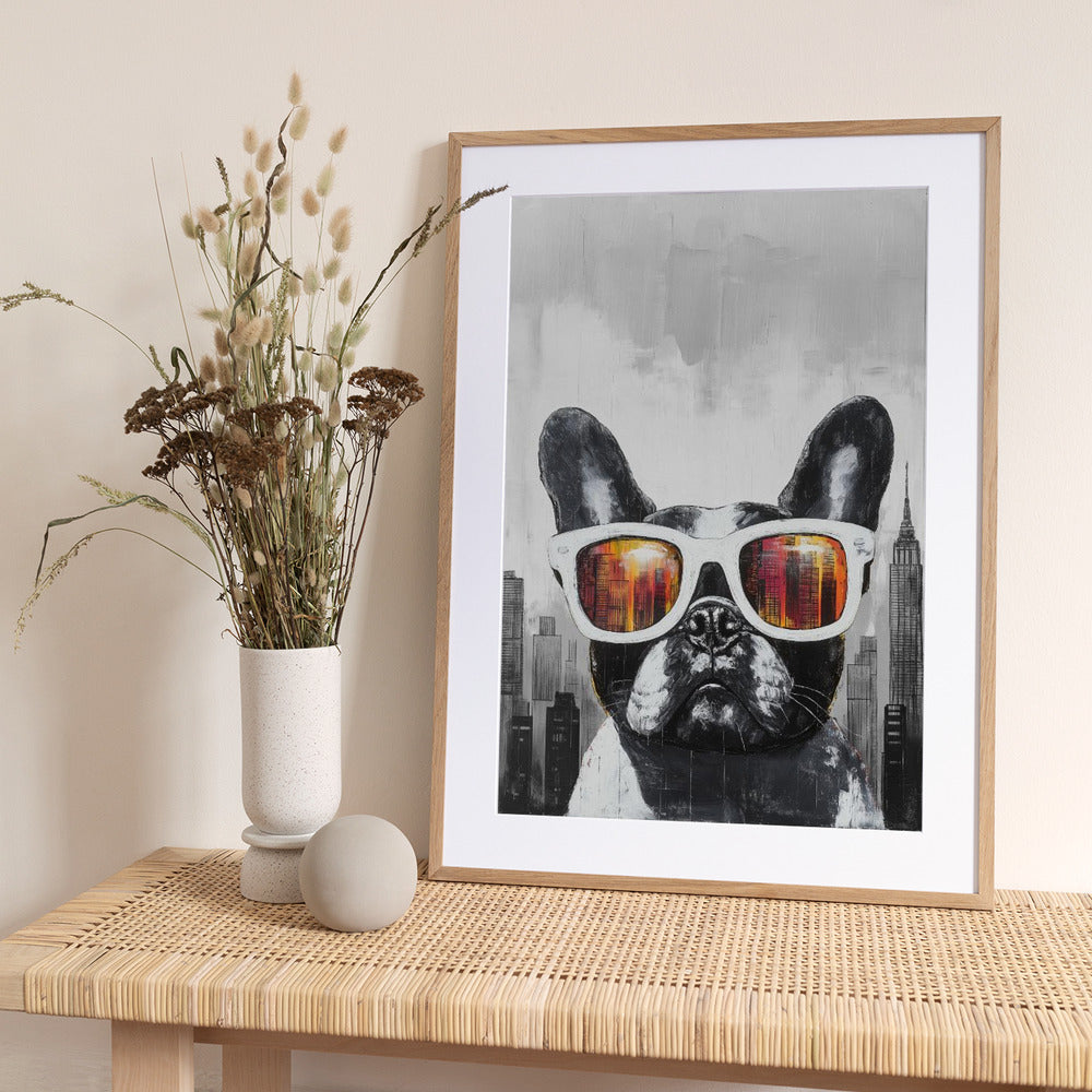 Bulldog - Too cool for School - Art Print by Pictufy Studio