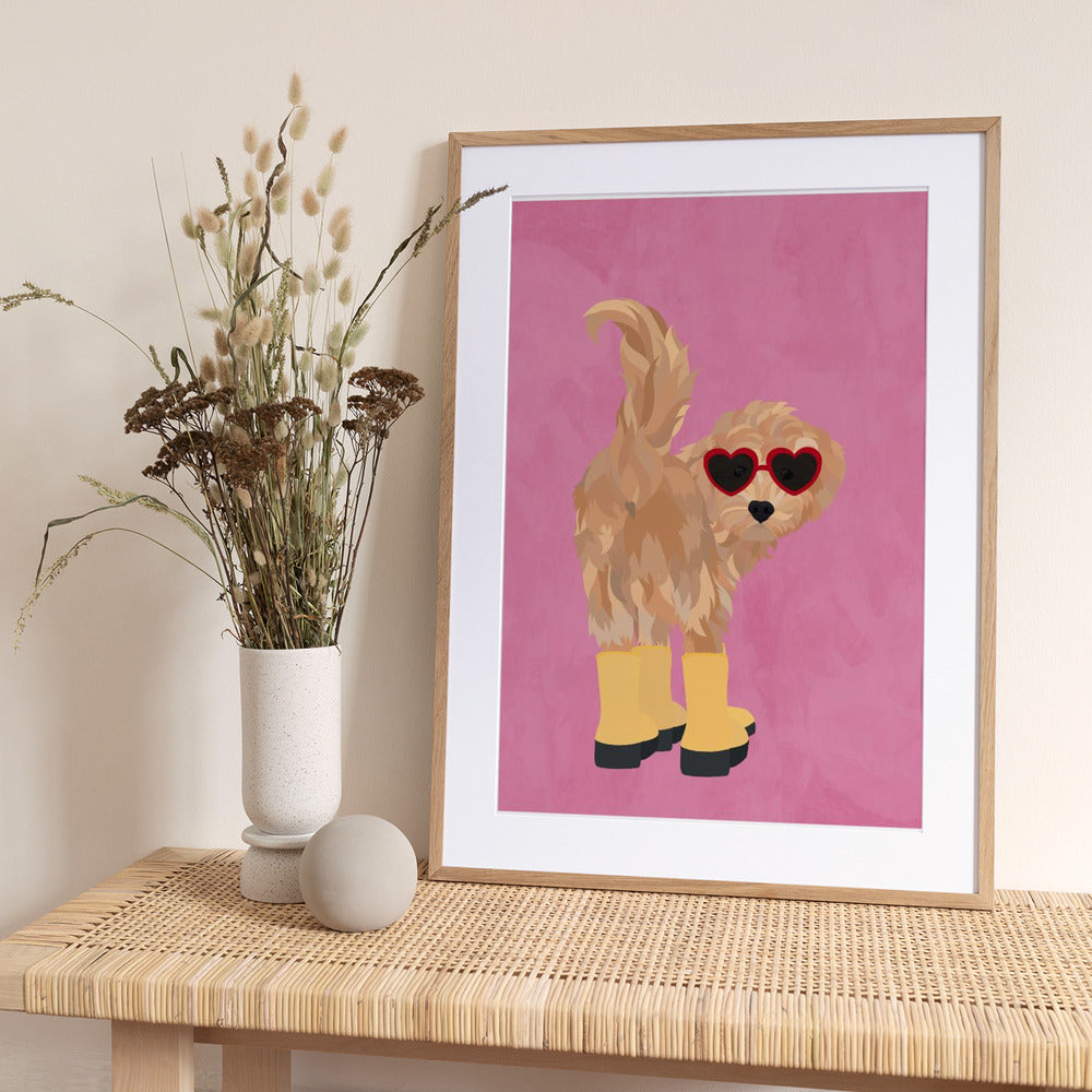 Cockapoo in wellies - Art Print by Sarah Manovski