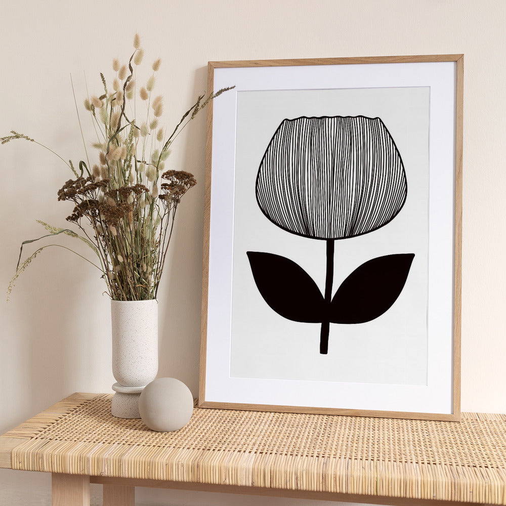 Monochrome Blossom - Art Print by Bainai