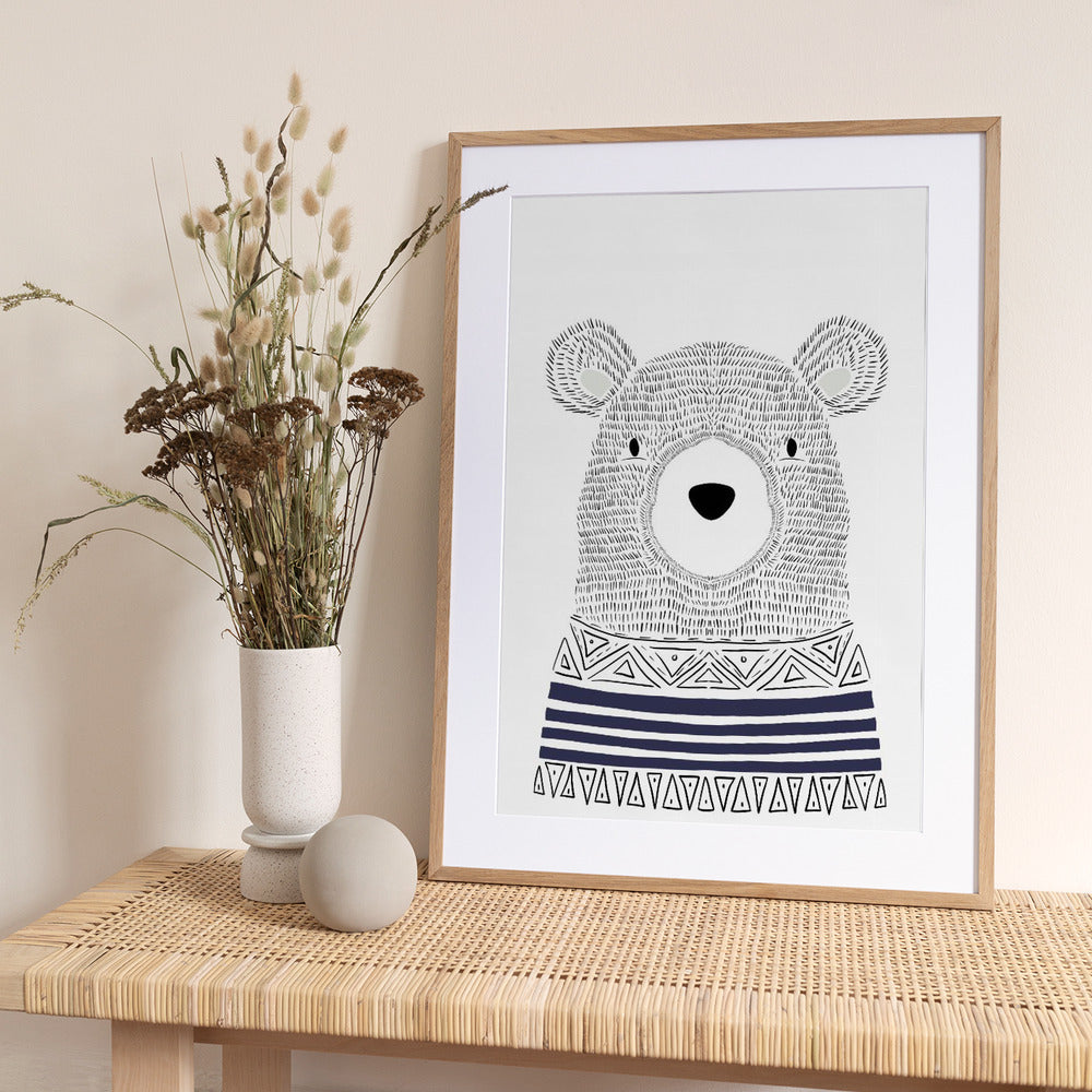 Little Scandinavian Bear - Art Print by Bainai