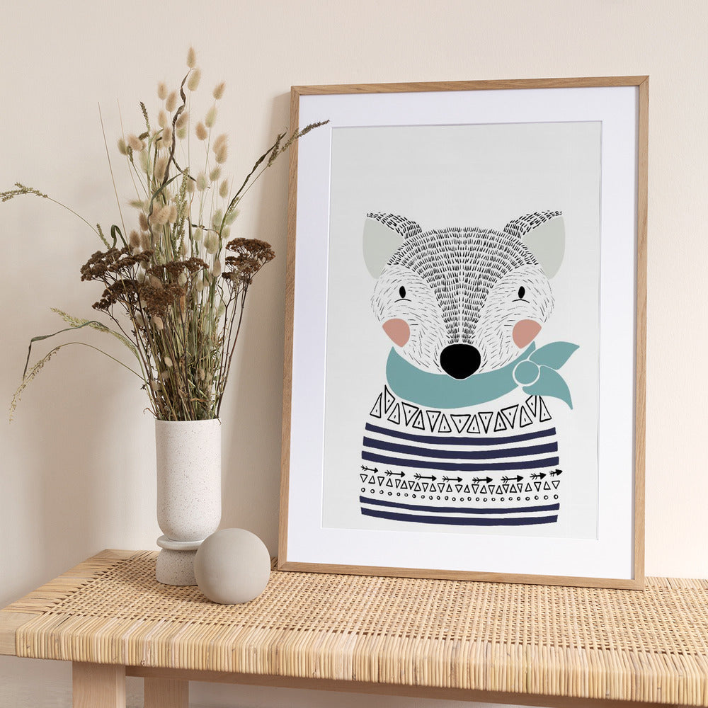Little Scandinavian Fox - Art Print by Bainai