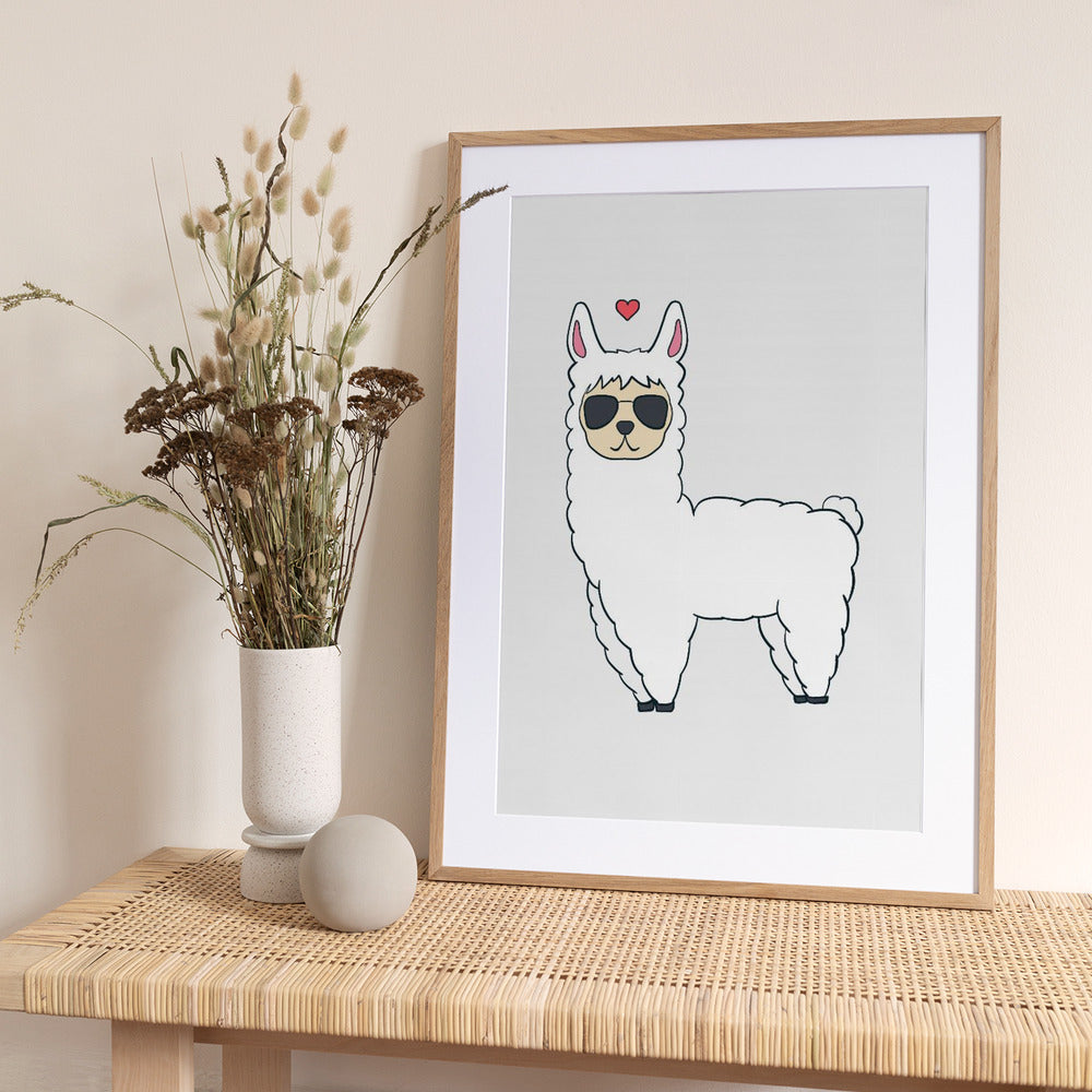 Alpaca in love - Art Print by Bainai