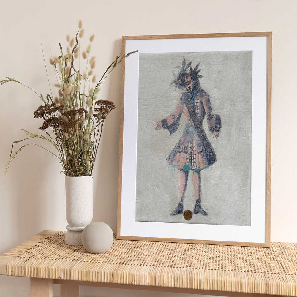 Whimsical Leaf Crowned Figure - Art Print by Karenina Fabrizzi