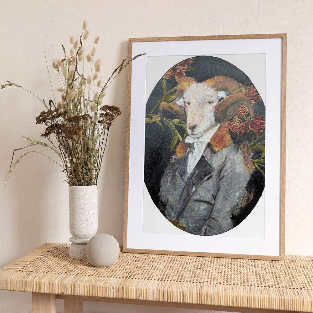 Regal Ram Portrait - Art Print by Karenina Fabrizzi