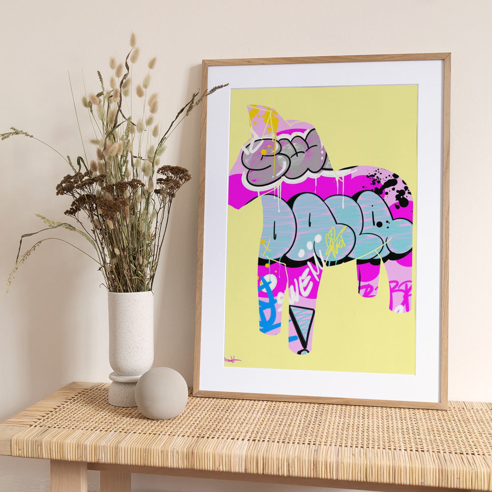 Graffiti Style Dala Horse - Art Print by Suzan Habib