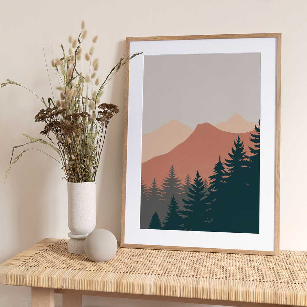 Pine Trees In The Mountains - Art Print by Little Dean