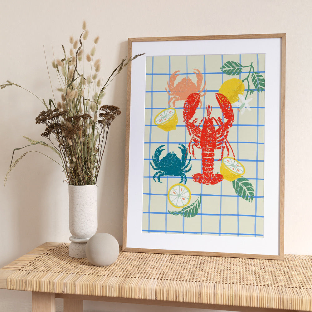 Lobster and lemons - Art Print by Annick