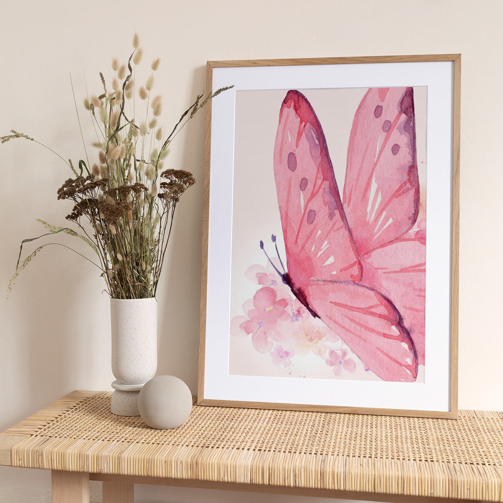 Delicate Pink Butterfly - Art Print by Saskia Michele
