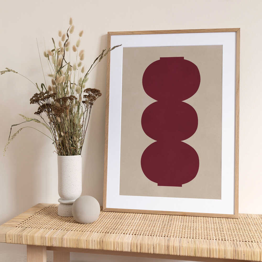 Crimson symmetrical Shapes - Art Print by Vitor Costa