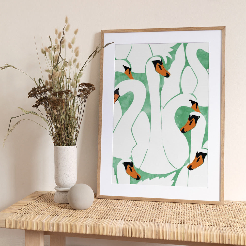 Graceful Swans - Art Print by Uma Gokhale