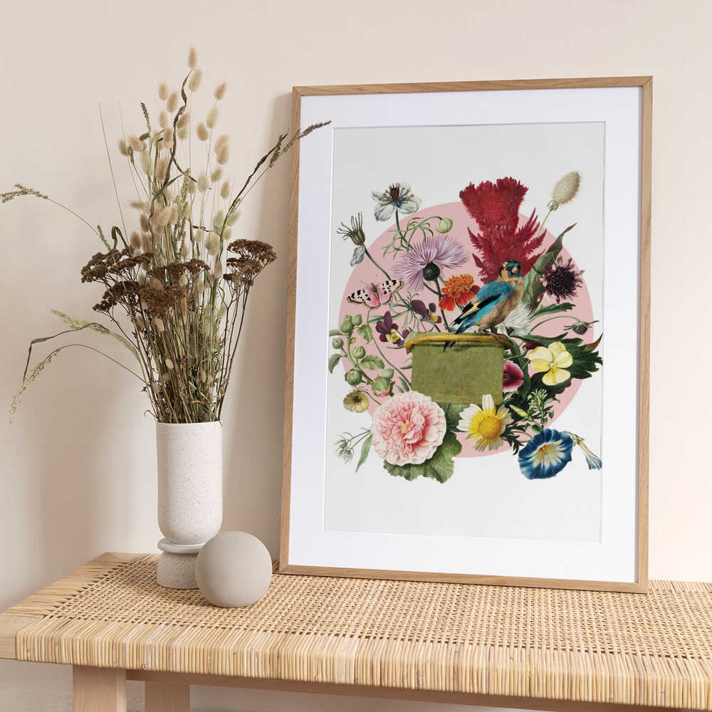 Colorful Bird Perched On A Box - Art Print by Marja van den Hurk