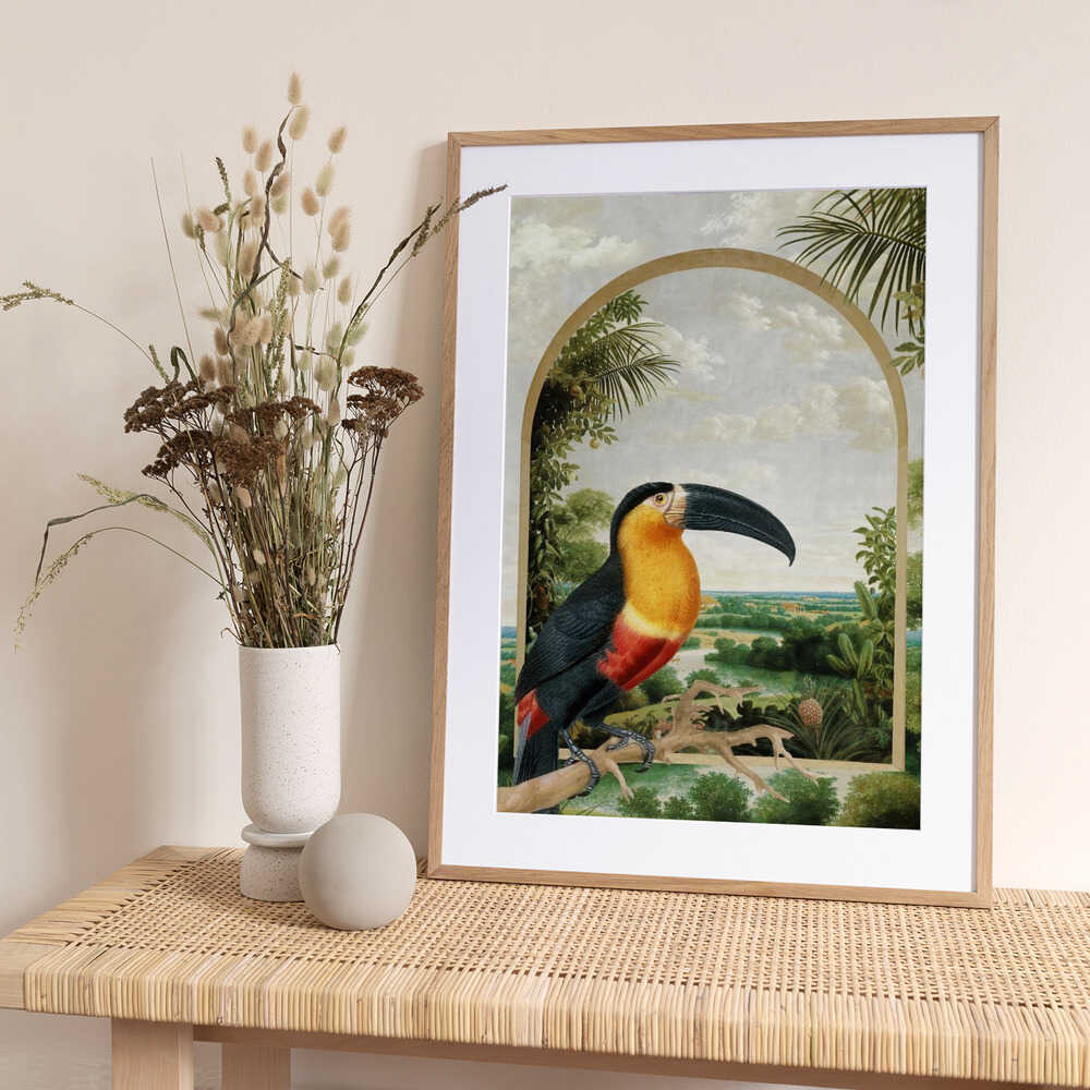 Toucan Perched on a Branch - Art Print by Marja van den Hurk