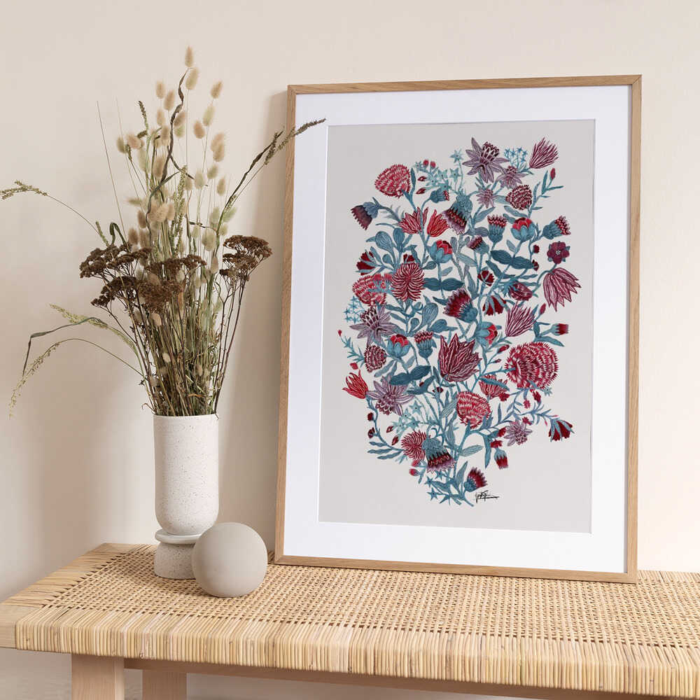 Intricate Botanical Flowers - Art Print by Paulina Vårregn
