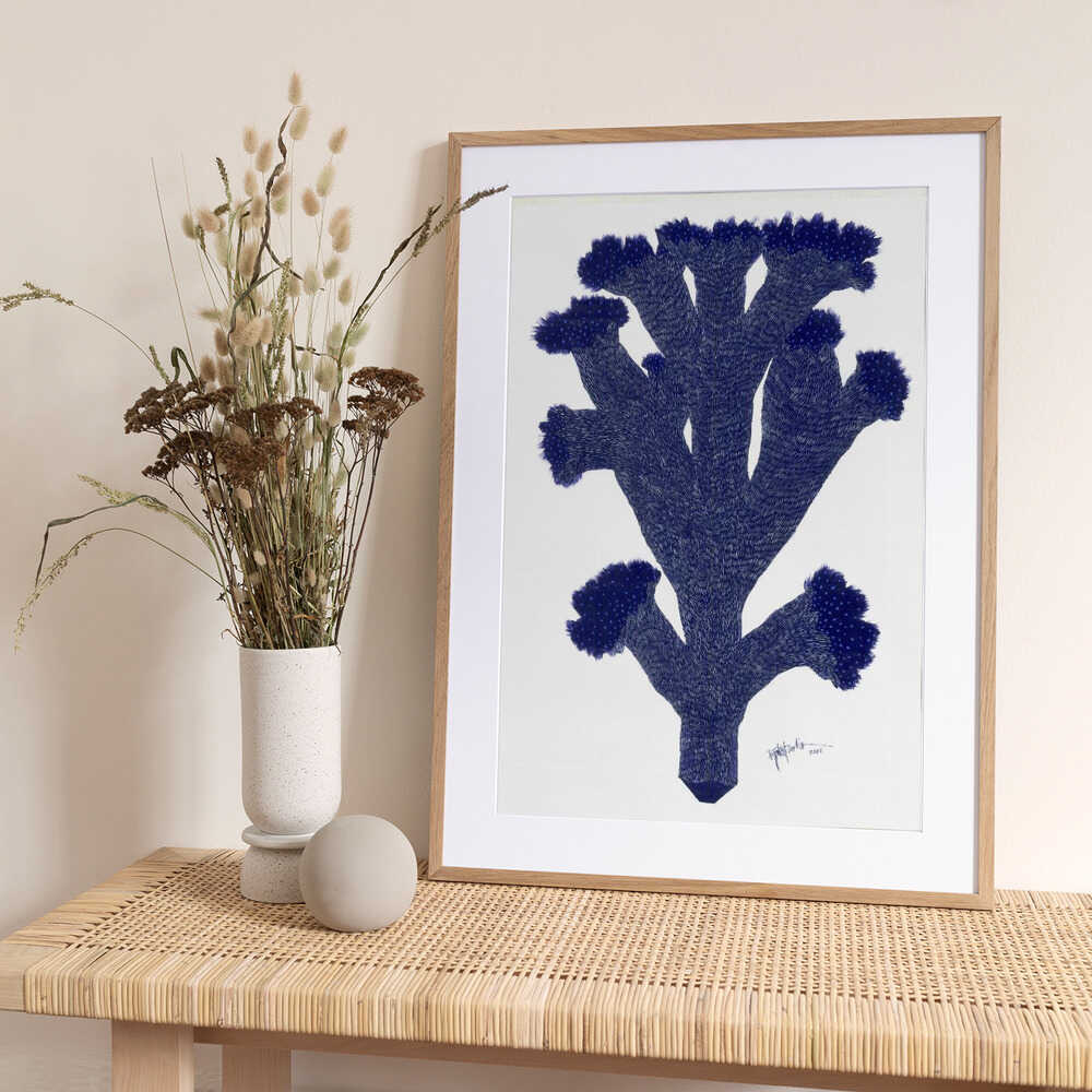 Indigo Coral Branches - Art Print by Paulina Vårregn