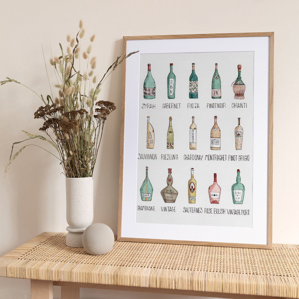 Wine Bottle Medley - Art Print by Giovanna Julião