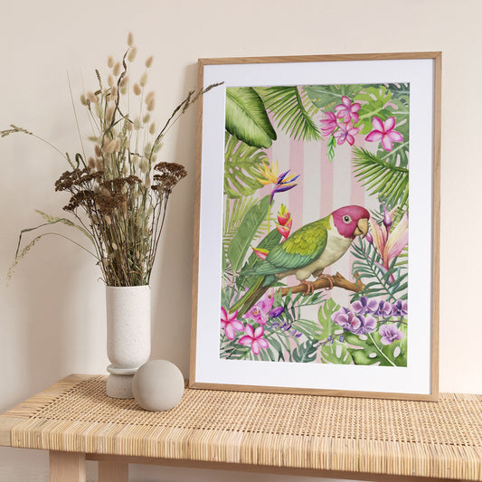 Parakeet Flower Garden - Art Print by Andrea Haase