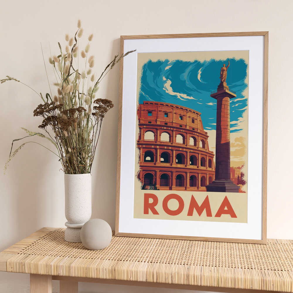 Roma Vintage Travel Poster - Art Print by Andreas Magnusson Travel Poster