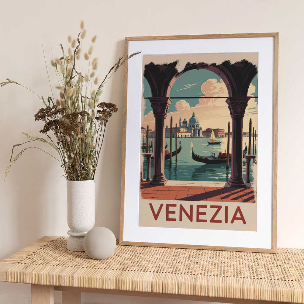 Venezia Vintage Travel Poster - Art Print by Andreas Magnusson Travel Poster