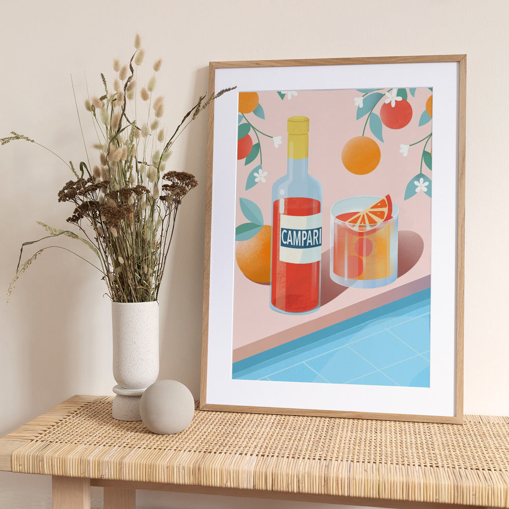 Negroni Cocktail - Art Print by Petra Lizde