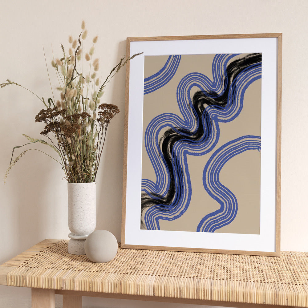 Black and Blue Lines - Art Print by THE MIUUS STUDIO