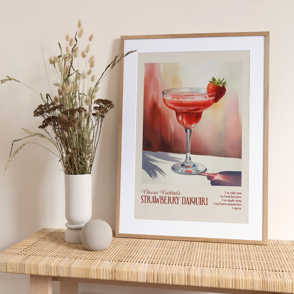 Classic Cocktails - Strawberry Daiquiri - Art Print by Andreas Magnusson