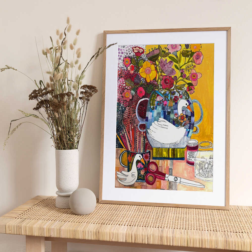 Still Life Swans - Art Print by Sharon Nullmeyer