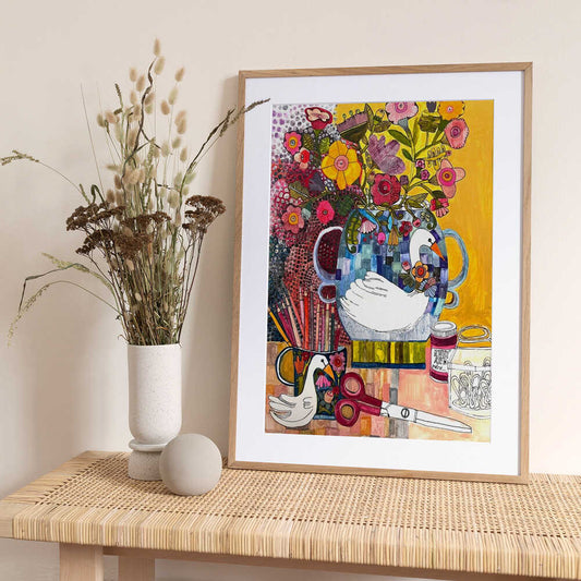 Still Life Swans - Art Print by Sharon Nullmeyer