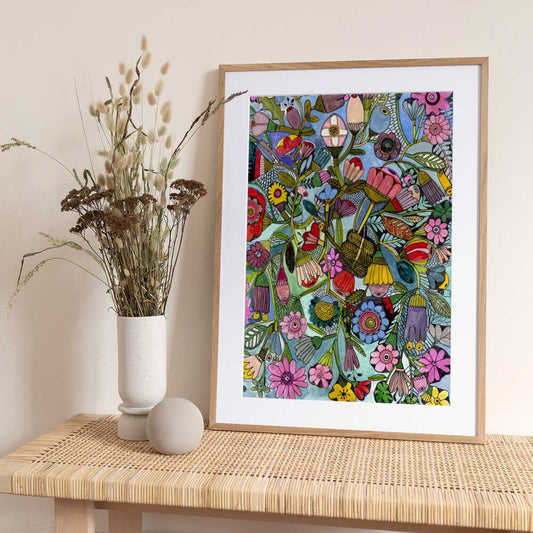 Blue Floral - Art Print by Sharon Nullmeyer