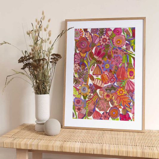 Acorns and Flowers - Art Print by Sharon Nullmeyer