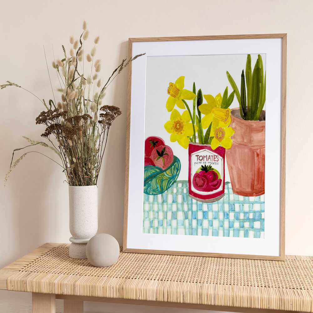 Tomatos and Daffodils - Art Print by Sharon Nullmeyer