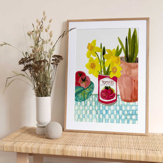 Tomatos and Daffodils - Art Print by Sharon Nullmeyer