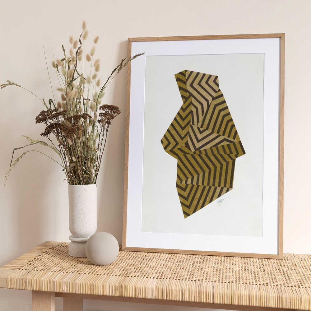 Golden Chevron Illusion - Art Print by Paulina Vårregn